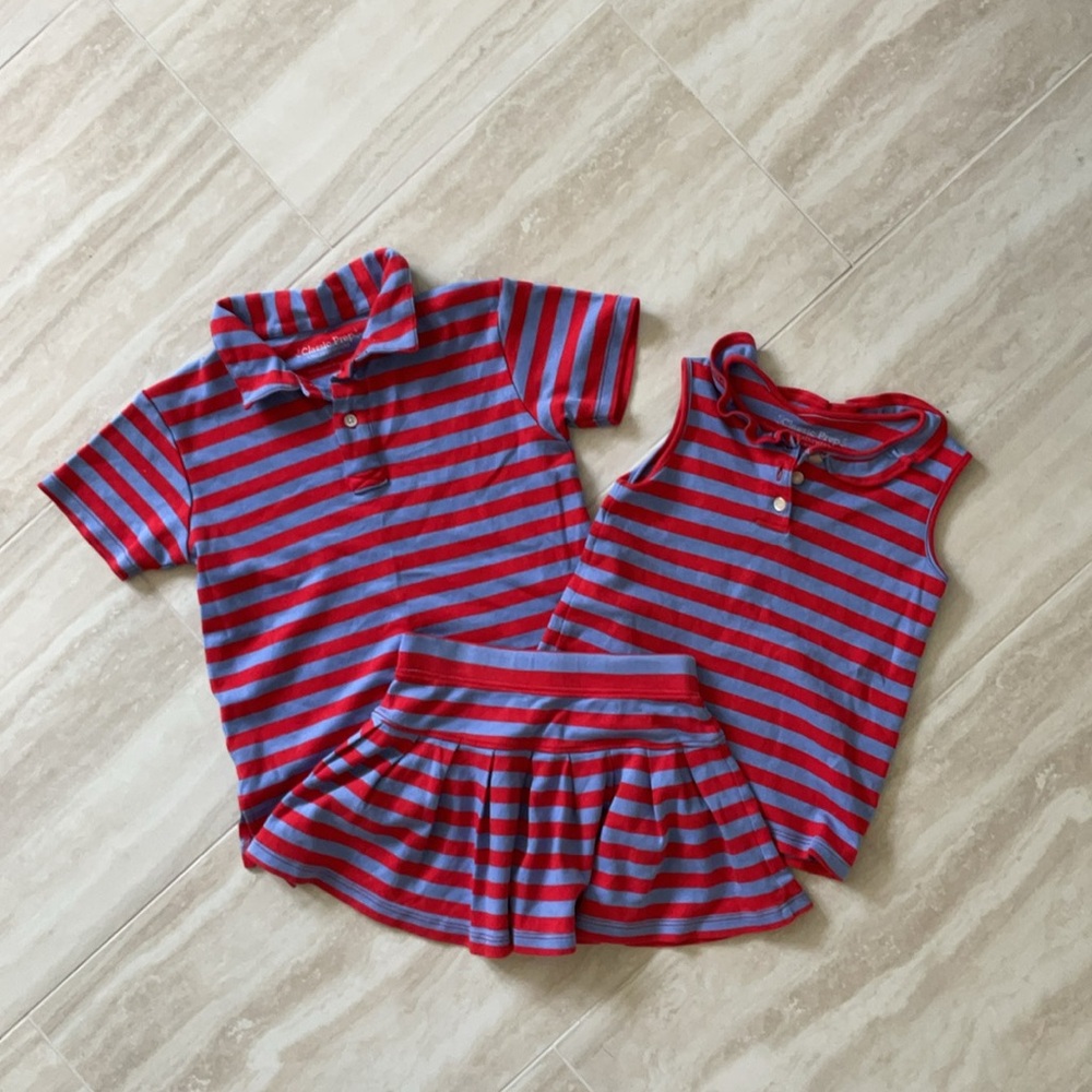 CPC Kids Red and Blue Striped Girl’s Outfit Set
